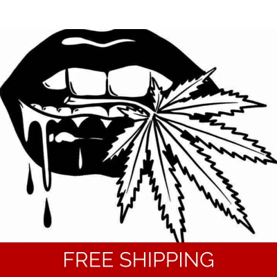 Marijuana Leaf in Mouth 420 Weed Bud Die Cut Vinyl Decal sticker